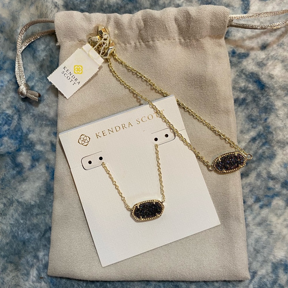 Kendra Scott Elisa Necklace and Elaina Bracelet in Platinum Drusy
